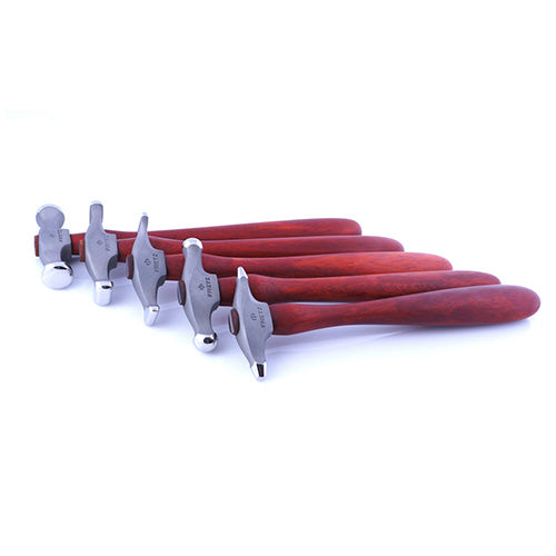 Set of Fretz Hammers including Planishing, Embossing, and Cross Peen shapes