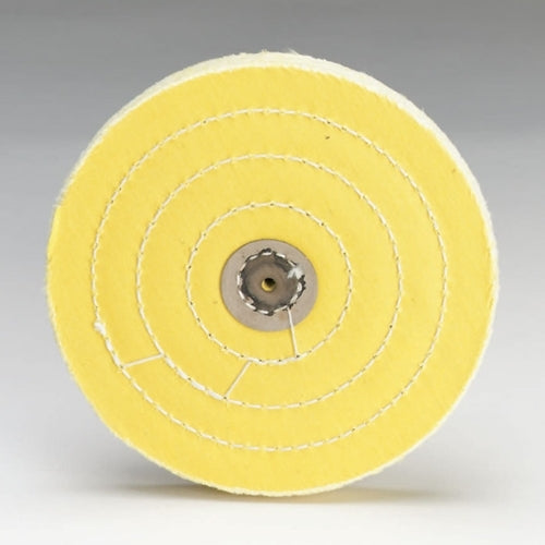 Yellow Stiched Muslin Buff used with polishing compound on metal and other materials