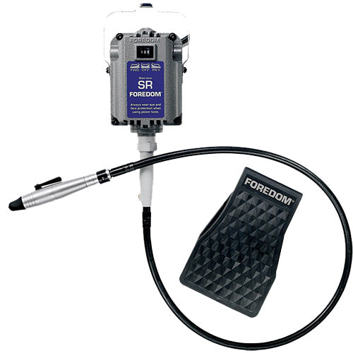 SR Foredom Flex Shaft with #20 Quick Change Handpiece and foot pedal for general polishing, grinding, and drilling through a variety of surfaces including metal, wood, and plastics