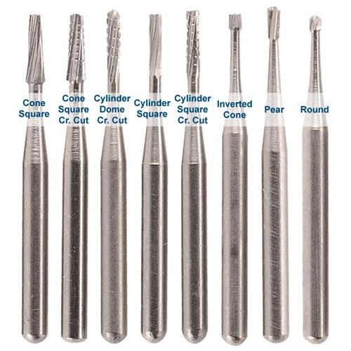 Cone Square Cross Cut 1.12mm Carbide Friction Grip Bur 1/16" Shank