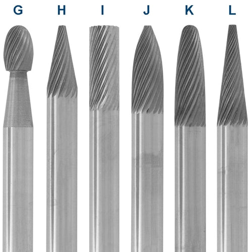 2" Solid Carbide Burs - 1/4" Shank, 1/4" x 3/8"