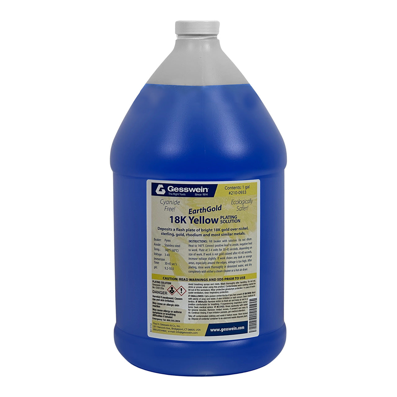 EarthGold Plating Solution 18K Yellow 1 Gallon