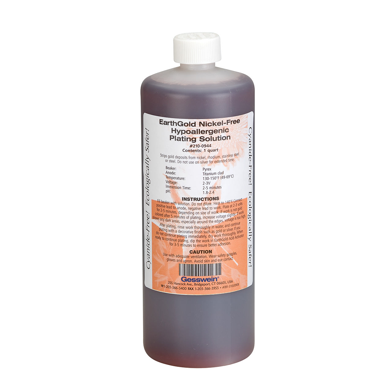 EarthGold Plating Solution Nickel-Free 1 Quart