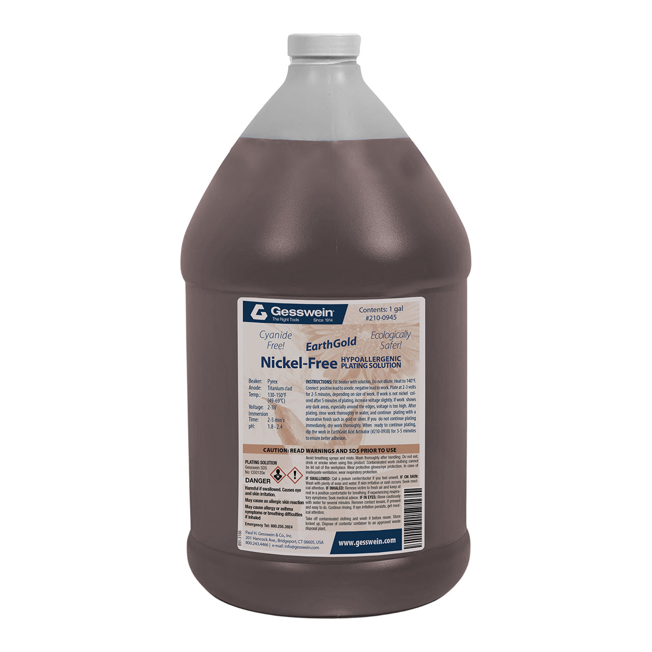 EarthGold Plating Solution Nickel-Free 1 Gallon