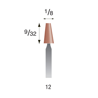 #12 Red Mounted Points 3/32" Shank (Pkg of 24)