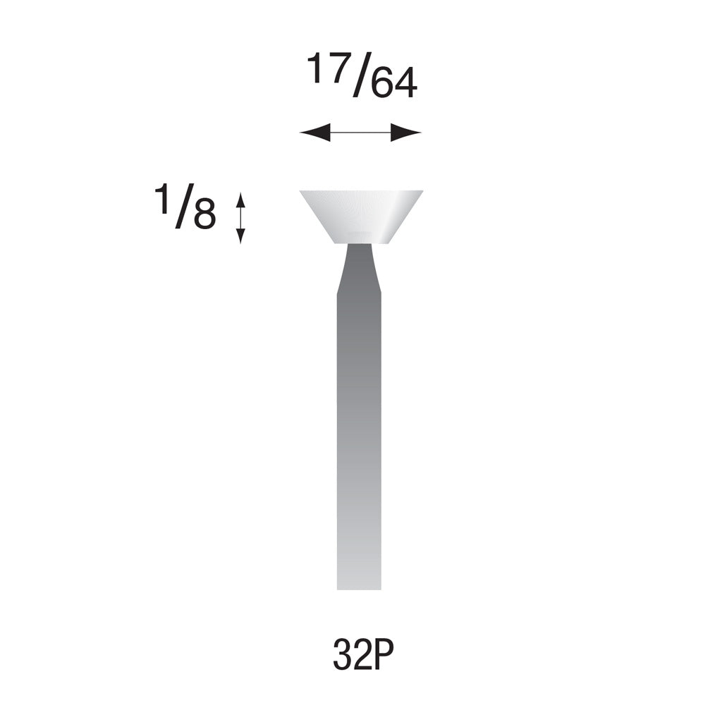 32P White Mounted Points 3/32" Shank (Pkg of 24)