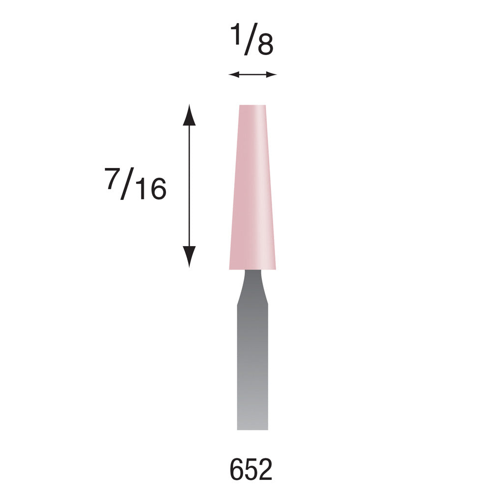 Busch® #652 Pink Polishing Points 3/32" Shank (Pkg. of 6)