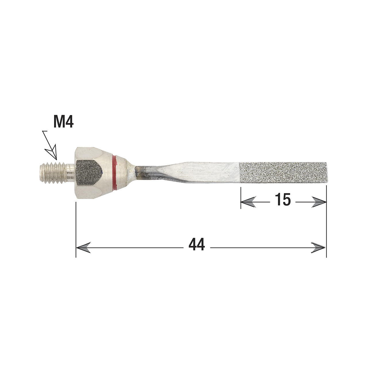 Mounted Diamond Files - Chisel 4x 0.8>0.5 x15, 320 grit